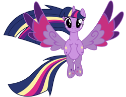 Size: 2600x2000 | Tagged: safe, artist:ashidaru, twilight sparkle, twilight sparkle (alicorn), alicorn, pony, twilight's kingdom, colored wings, cute, female, looking at you, mare, multicolored wings, rainbow power, simple background, smiling, solo, spread wings, transparent background, twiabetes, vector, wings