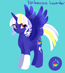 Size: 800x900 | Tagged: safe, artist:angexci, oc, oc only, oc:herbaceous lavander, alicorn, pony, alicorn oc, simple background, solo, wings