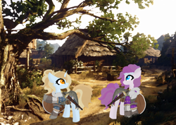 Size: 2536x1800 | Tagged: safe, artist:kotwitz, oc, oc:aria taitava, oc:ponkoslava, earth pony, pony, unicorn, armor, medieval, slavic, sword, weapon