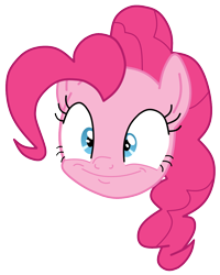 Size: 1000x1250 | Tagged: safe, artist:blondenobody, derpibooru exclusive, derpibooru import, pinkie pie, earth pony, pony, the ending of the end, faic, head, simple background, smiling, solo, transparent background, wide eyes