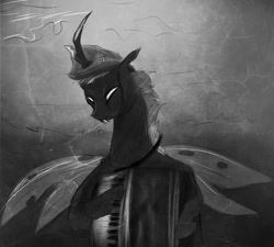 Size: 610x550 | Tagged: artist needed, safe, changeling, /mlp/, accordion, dat face soldier, drawthread, hat, meme, musical instrument, remove kebab, solo, white changeling