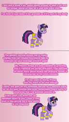 Size: 504x881 | Tagged: safe, artist:verve, twilight sparkle, twilight sparkle (alicorn), alicorn, pony, ain't never had friends like us, ask, clothes, female, genie, gradient background, looking back, looking up, mare, pixel art, raised hoof, solo, tumblr