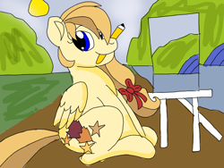 Size: 1024x768 | Tagged: safe, artist:estories, artist:wolfspiritclan, oc, oc:alice goldenfeather, pegasus, pony, drawing, scenery