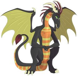 Size: 826x813 | Tagged: safe, artist:bijutsuyoukai, oc, oc only, oc:sable, dragon, commission, crouching, cute, dragon oc, magical gay spawn, parent:baff, parent:barry, simple background, solo, spread wings, transparent background, wing claws, wings