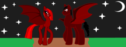 Size: 2334x876 | Tagged: safe, artist:fersgaard, oc, oc:bloodeye, oc:bloodlightning, pony, vampony, brother and sister, female, male, mare, red and black oc, siblings, sinister, stallion