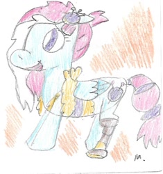 Size: 863x918 | Tagged: safe, artist:ptitemouette, kerfuffle, pony, rainbow roadtrip, amputee, prosthetic leg, prosthetic limb, prosthetics