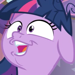 Size: 497x497 | Tagged: safe, screencap, twilight sparkle, twilight sparkle (alicorn), alicorn, pony, a trivial pursuit, derp, faic, floppy ears, hoers, messy mane, twilight snapple, twilight sparkle is best facemaker, twilynanas