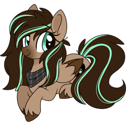 Size: 2048x2048 | Tagged: safe, artist:cinnamontee, oc, oc only, oc:mint, pegasus, pony, bandana, female, mare, prone, simple background, solo, transparent background, two toned wings, unshorn fetlocks