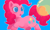 Size: 854x512 | Tagged: safe, artist:lalucca, derpibooru import, pinkie pie, earth pony, pony, balloon, blue background, colored pupils, cute, diapinkes, female, mare, open mouth, simple background, solo