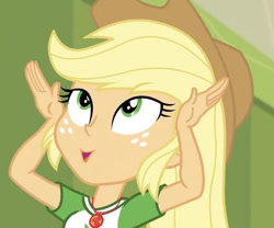 Size: 685x569 | Tagged: safe, screencap, applejack, better together, equestria girls, holidays unwrapped, cropped, faic, geode of super strength, magical geodes, solo