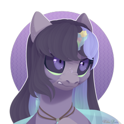 Size: 2500x2500 | Tagged: safe, artist:nika-rain, oc, pony, bust, commission, dark eyes, female, mare, other species, portrait, simple background, solo, transparent background