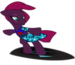 Size: 7605x6638 | Tagged: safe, artist:ejlightning007arts, tempest shadow, pony, unicorn, bipedal, broken horn, clothes, eye scar, horn, sarong, scar, simple background, surfboard, surfing, swimsuit, transparent background, vector