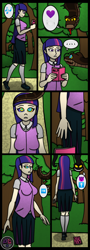 Size: 1442x4000 | Tagged: safe, artist:ordeperv, twilight sparkle, human, snake, comic:twilight and kaa, book, clothes, crossover, devil horns, heart, humanized, kaa, kaa eyes, looking up, mind control, pictogram