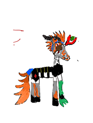 Size: 1536x2048 | Tagged: safe, artist:makarosc, oc, oc:dark ember, dracony, dragon, hybrid, pony, unicorn, armor, fire pony, horns, solo