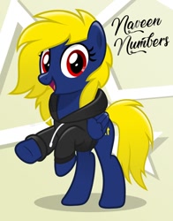 Size: 600x766 | Tagged: safe, artist:jhayarr23, oc, oc only, oc:naveen numbers, pony, clothes, hoodie, looking at you, rearing, solo