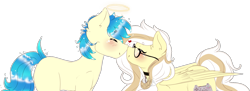 Size: 1485x538 | Tagged: safe, artist:shiroikitten, oc, oc only, oc:ivoryquest, earth pony, pegasus, pony, female, glasses, halo, male, mare, nuzzling, oc x oc, shipping, simple background, stallion, straight, transparent background