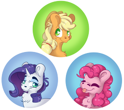 Size: 5346x4747 | Tagged: safe, artist:cutepencilcase, derpibooru import, applejack, pinkie pie, rarity, earth pony, pony, unicorn, :p, bust, chest fluff, digital art, heart eyes, portrait, simple background, tongue out, transparent background, wingding eyes