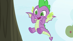 Size: 1280x720 | Tagged: safe, screencap, spike, dragon, the big mac question, claws, cute, feet, male, male feet, solo, spikabetes, tail, underfoot, winged spike, wings