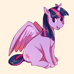 Size: 1214x1214 | Tagged: safe, artist:icoboo, twilight sparkle, twilight sparkle (alicorn), alicorn, pony, cute, female, mare, open mouth, pink background, simple background, sitting, solo, twiabetes, unshorn fetlocks