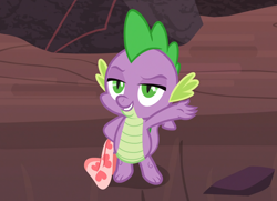 Size: 2982x2160 | Tagged: safe, screencap, spike, dragon, sweet and smoky, blanket, claws, cropped, male, smiling, solo, upscaled, winged spike