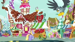 Size: 1920x1080 | Tagged: safe, screencap, cloud kicker, daisy, flower wishes, gabby, lily, lily valley, midnight snack (character), spike, dragon, griffon, pony, dragon dropped, friendship student, sugarcube corner, winged spike