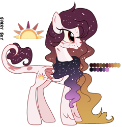 Size: 1995x2077 | Tagged: safe, artist:elementbases, artist:sweet-psycho-uwu, oc, oc:sunny skies, hybrid, base used, female, interspecies offspring, offspring, parent:discord, parent:princess celestia, parents:dislestia, simple background, solo, transparent background