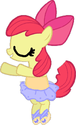 Size: 370x610 | Tagged: safe, artist:angrymetal, apple bloom, pony, 1000 hours in ms paint, ballerina, ballet, ballet slippers, bloomerina, bow, clothes, en pointe, eyes closed, shoes, simple background, skirt, solo, transparent background, tutu