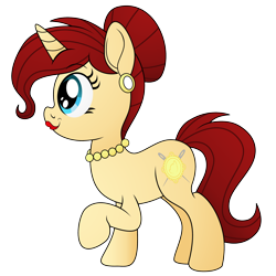 Size: 2500x2500 | Tagged: safe, artist:pananovich, derpibooru exclusive, oc, oc:golden brooch, pony, unicorn, ear piercing, female, jewelry, lipstick, necklace, piercing, simple background, solo, transparent background