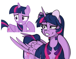 Size: 1212x946 | Tagged: safe, artist:daedoodles, twilight sparkle, twilight sparkle (alicorn), alicorn, pony, alternate hairstyle, female, mare, redraw, simple background, solo, white background