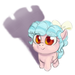 Size: 1600x1600 | Tagged: safe, artist:funnyfany, cozy glow, pegasus, pony, :>, chessmaster, cozybetes, cute, female, filly, freckles, rook, shadow, simple background, solo, white background