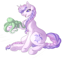 Size: 3408x3138 | Tagged: safe, artist:amazing-artsong, oc, oc:serenity, octopus, pony, unicorn, female, high res, mare, simple background, solo, transparent background, underhoof