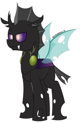 Size: 3125x4688 | Tagged: safe, artist:besttubahorse, oc, oc:epoch'zi, changeling, changeling oc, male, purple changeling, simple background, text, transparent background, transparent wings, unobtrusive watermark, vector, wings