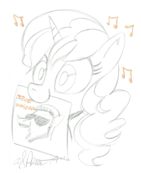 Size: 563x689 | Tagged: safe, artist:andypriceart, oc, oc only, oc:blooming corals, pony, blind, music, stevie wonder