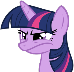 Size: 6175x5980 | Tagged: safe, artist:fallingferret, twilight sparkle, unicorn twilight, pony, unicorn, too many pinkie pies, annoyed, bust, female, mare, simple background, solo, transparent background, vector