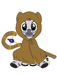 Size: 3000x4000 | Tagged: safe, artist:theonewithoutaname, oc, oc:palesa, zebra, black mane, blonde mane, bracelet, braided pigtails, braided tail, cloak, clothes, commission, ear piercing, female, green eyes, jewelry, piercing, simple background, sitting, smiling, solo, staff, tail, transparent background, zebra oc