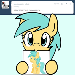 Size: 750x750 | Tagged: safe, artist:datahmedz, sunshower raindrops, pony, ask, raindropsanswers, solo, tumblr