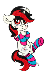 Size: 1920x3000 | Tagged: safe, artist:dawn-designs-art, oc, oc only, oc:blackjack, pony, unicorn, fallout equestria, fallout equestria: project horizons, blushing, cheek fluff, chest fluff, clothes, cute, ear fluff, fanfic art, security, simple background, socks, solo, striped socks, transparent background