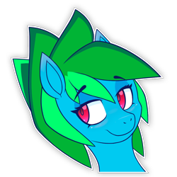 Size: 1024x1024 | Tagged: safe, artist:elastiboy, artist:xrossolaris, derpibooru exclusive, oc, oc:land cruiser, pony, bust, colored, digital art, female, flat colors, looking at you, mare, solo, telegram sticker