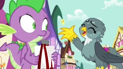 Size: 1920x1080 | Tagged: safe, screencap, gabby, spike, dragon, griffon, dragon dropped, winged spike