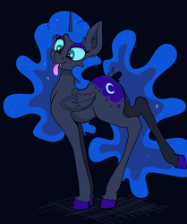 Size: 2964x3548 | Tagged: safe, artist:paskanaakka, derpibooru exclusive, nightmare moon, alicorn, pony, :p, colored hooves, cute, dock, ear fluff, female, mare, mlem, moonabetes, nicemare moon, nightmare mlem, silly, silly pony, simple background, solo, tongue out, unshorn fetlocks