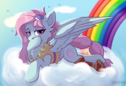 Size: 1900x1300 | Tagged: safe, artist:php97, kerfuffle, pegasus, pony, rainbow roadtrip, amputee, chest fluff, cloud, cute, female, fufflebetes, lying on a cloud, mare, prosthetic leg, prosthetic limb, prosthetics, rainbow, solo