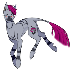 Size: 907x879 | Tagged: safe, artist:fi-senpai, oc, oc:zjin-wolfwalker, zebra, ear piercing, earring, female, jewelry, lidded eyes, piercing, quadrupedal, simple background, solo, transparent background