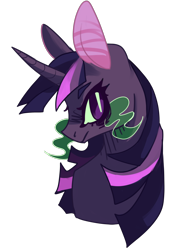 Size: 1280x1658 | Tagged: safe, artist:voidsucre, twilight sparkle, pony, alternate color palette, bust, corrupted twilight sparkle, female, looking at you, mare, solo, sombra eyes