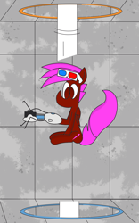 Size: 5000x8000 | Tagged: safe, artist:rainbowbacon, oc, oc only, oc:rainbowbacon, pegasus, pony, atg 2019, newbie artist training grounds, pegasus oc, portal, portal (valve), portal gun, solo