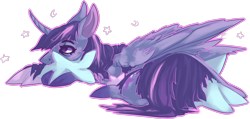 Size: 1280x610 | Tagged: safe, artist:voidsucre, twilight sparkle, twilight sparkle (alicorn), alicorn, pony, blushing, cloven hooves, commission, curved horn, female, floppy ears, horn, hug, lidded eyes, mare, pillow, pillow hug, simple background, solo, starry eyes, stars, tired, transparent background, wingding eyes