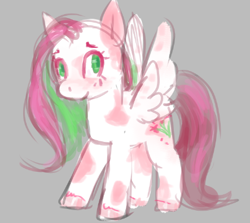 Size: 443x396 | Tagged: safe, artist:voidsucre, blossomforth, pegasus, pony, female, gray background, mare, simple background, smiling, solo, spread wings, wings