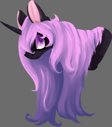 Size: 1280x1452 | Tagged: safe, artist:voidsucre, oc, oc only, pony, unicorn, big ears, bust, female, gray background, looking at you, mare, simple background, solo, unnamed oc