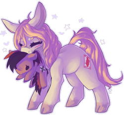 Size: 1156x1066 | Tagged: safe, artist:voidsucre, oc, oc only, earth pony, pony, big ears, blushing, cloven hooves, commission, cute, eyes closed, female, mare, mouth hold, plushie, simple background, smiling, solo, stars, transparent background