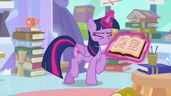 Size: 1920x1080 | Tagged: safe, screencap, twilight sparkle, twilight sparkle (alicorn), alicorn, pony, the ending of the end, book, magic, solo