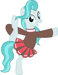 Size: 3077x4008 | Tagged: safe, artist:surprisepi, lighthoof, earth pony, pony, 2 4 6 greaaat, clothes, cute, female, flexible, grin, lightorable, mare, pleated skirt, raised hoof, raised leg, skirt, smiling, vector